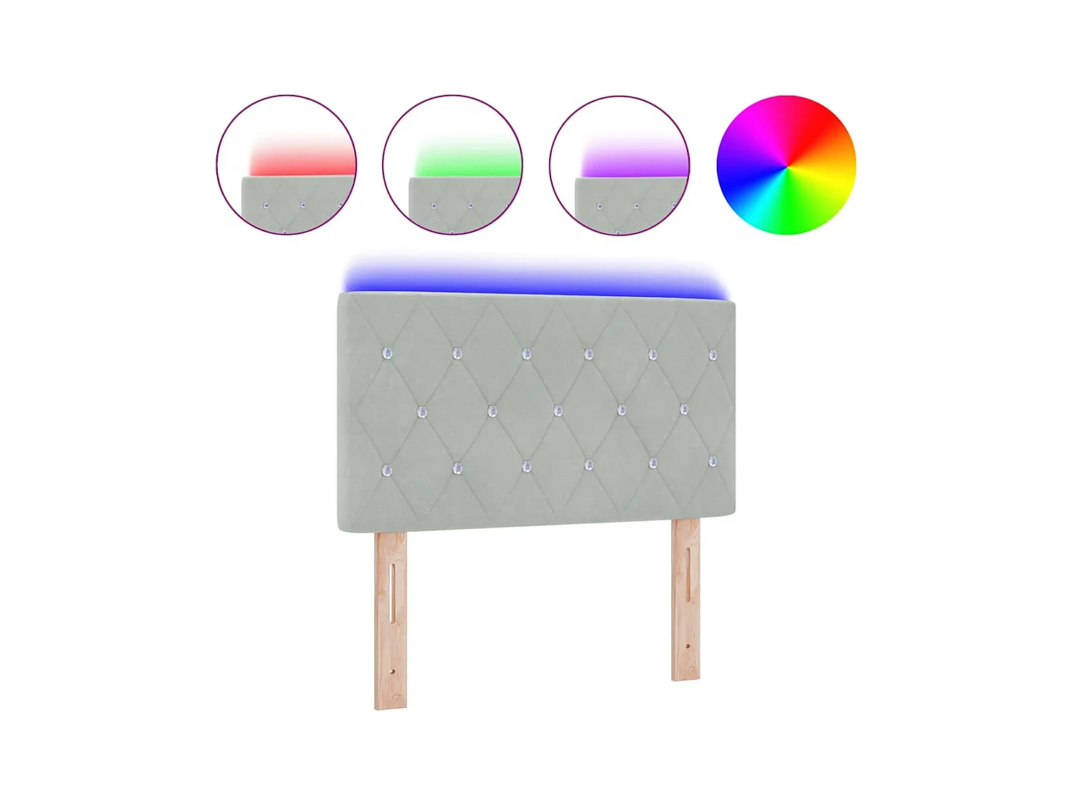 Argyle LED Hoofdbord Lichtgrijs 80 cm Fluweel