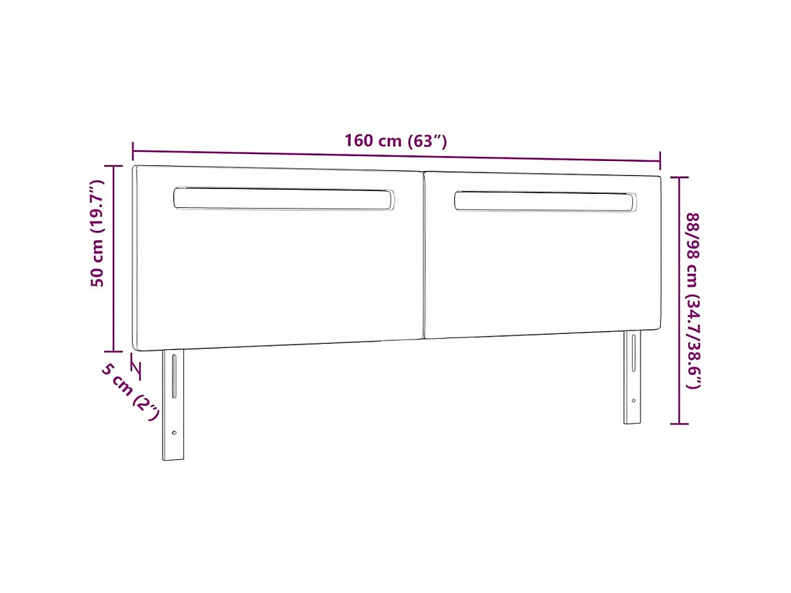 Hoofdbord met LED-verlichting Wit 160 cm PVC