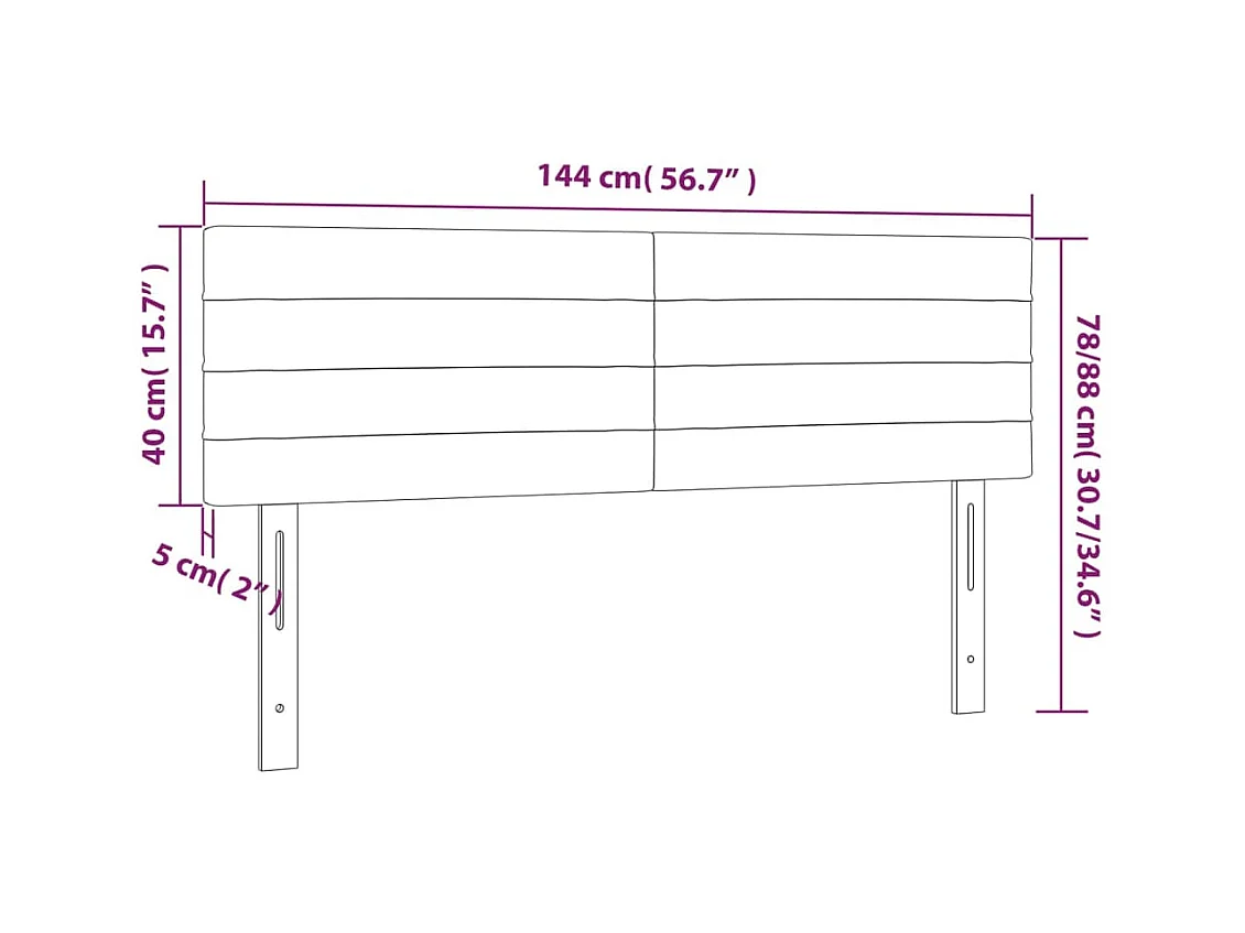 Cabecero LED Crema 144x5x78/88 cm Tela