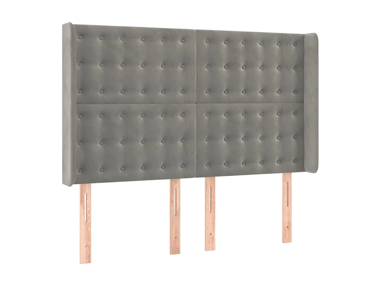 Hoofdbord met vleugels Lichtgrijs 147x16x118/128 cm Fluweel