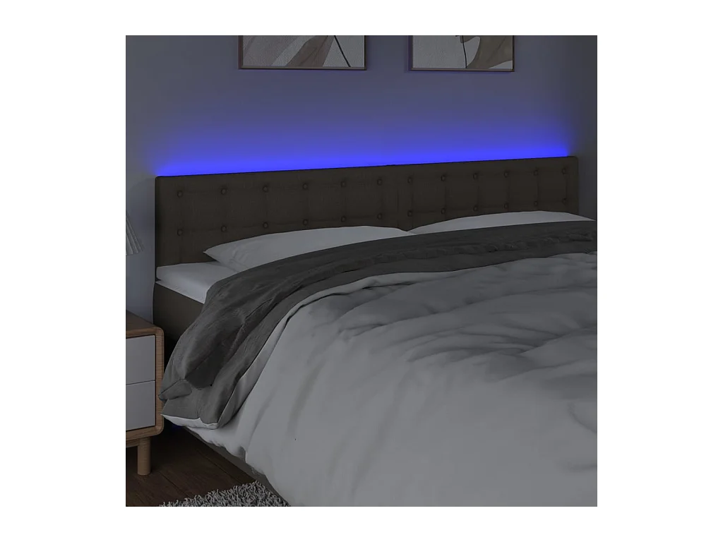 Taupe LED hoofdbord 180x5x78/88 cm Stof