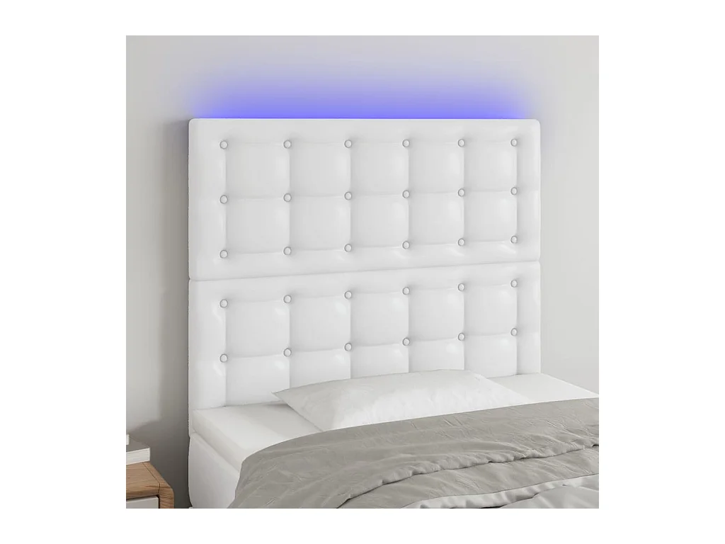 LED Hoofdbord Wit 100x5x118/128 cm Kunstleer