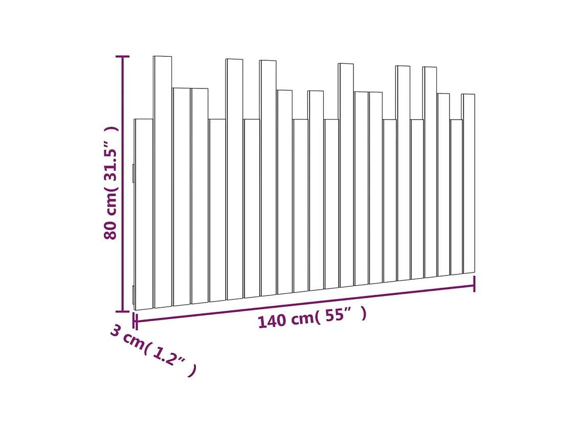 Wandhoofdbord Wit 140x3x80 cm Massief grenenhout