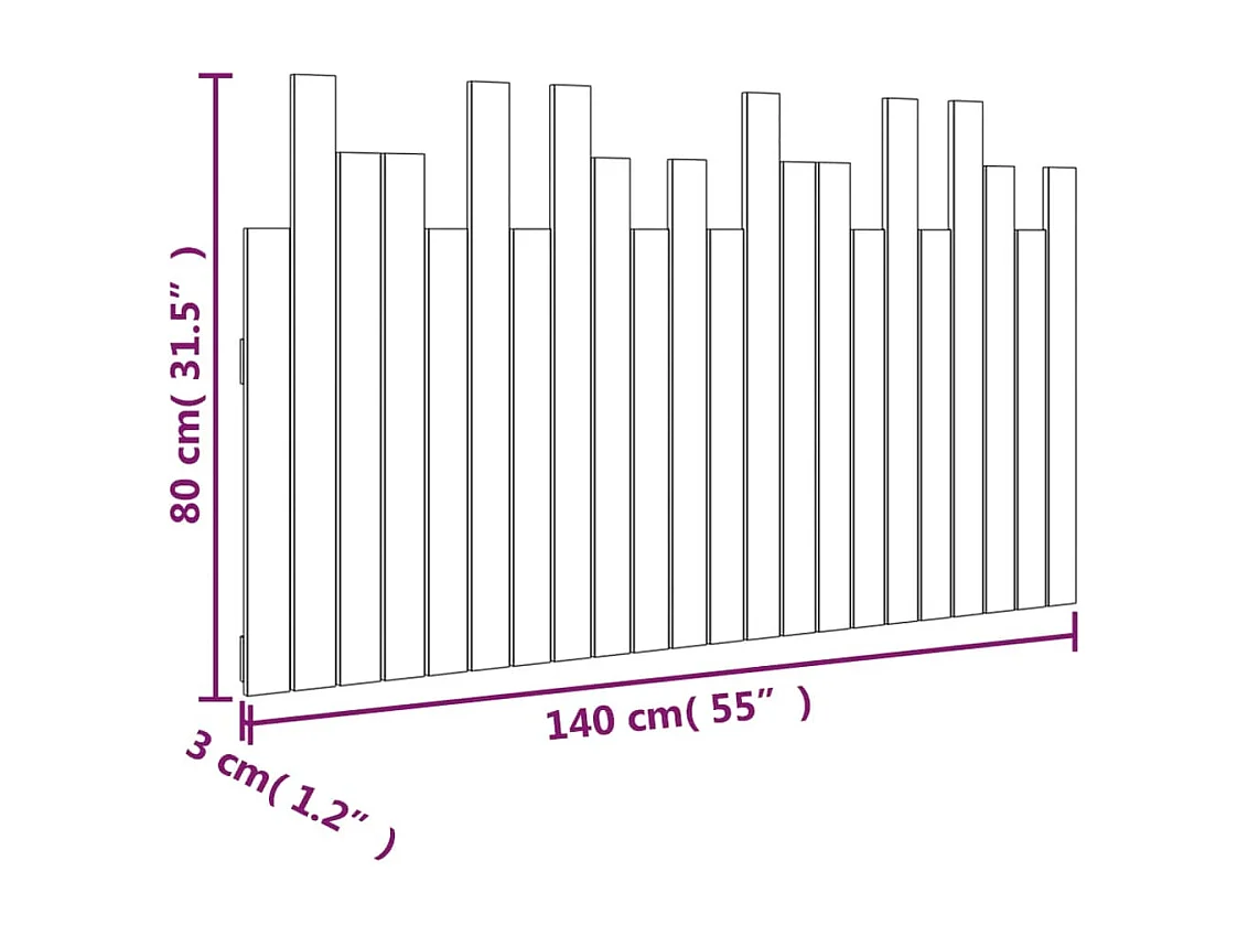 Tête de lit murale Blanc 140x3x80 cm Bois massif de pin