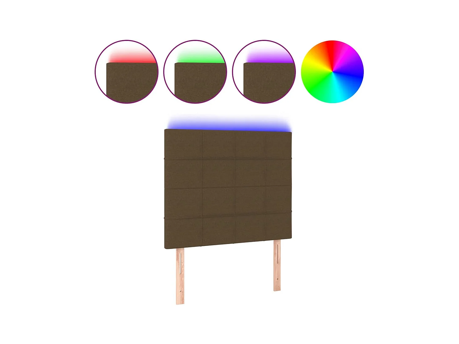 LED Hoofdbord Donkerbruin 100x5x118/128 cm Stof