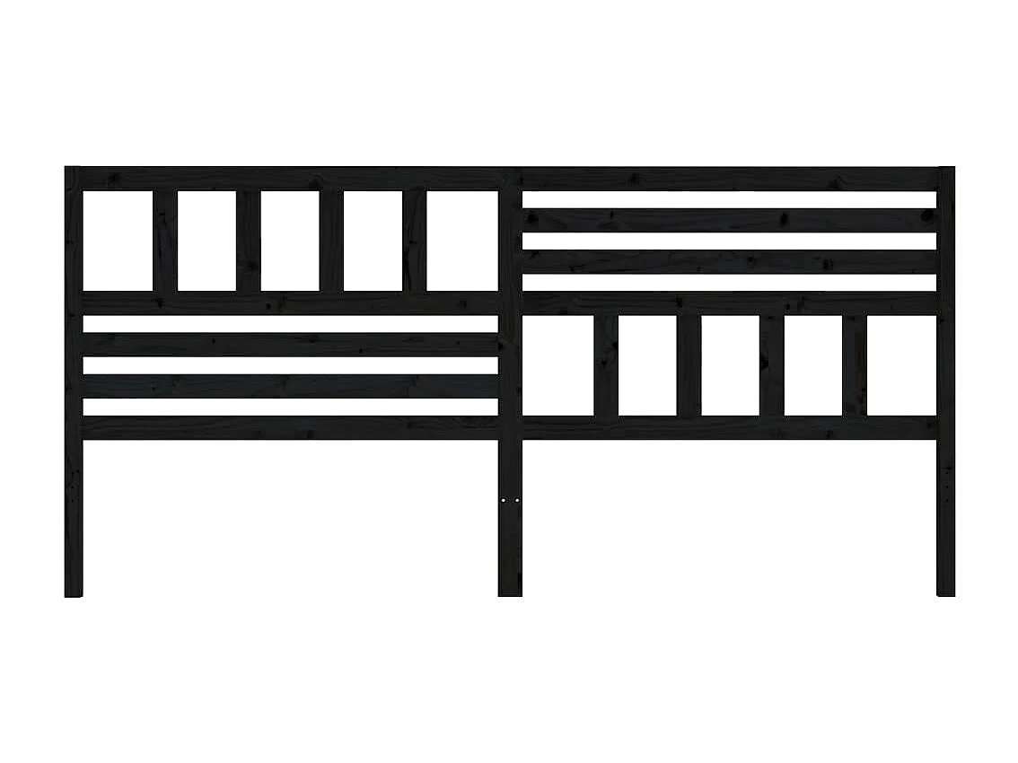 Tête de lit Noir 186x4x100 cm Bois massif de pin