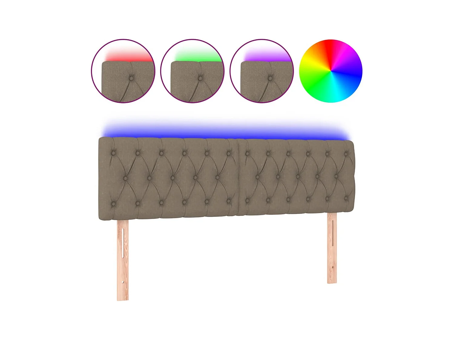 Taupe LED Hoofdbord 144x7x78/88 cm Stof