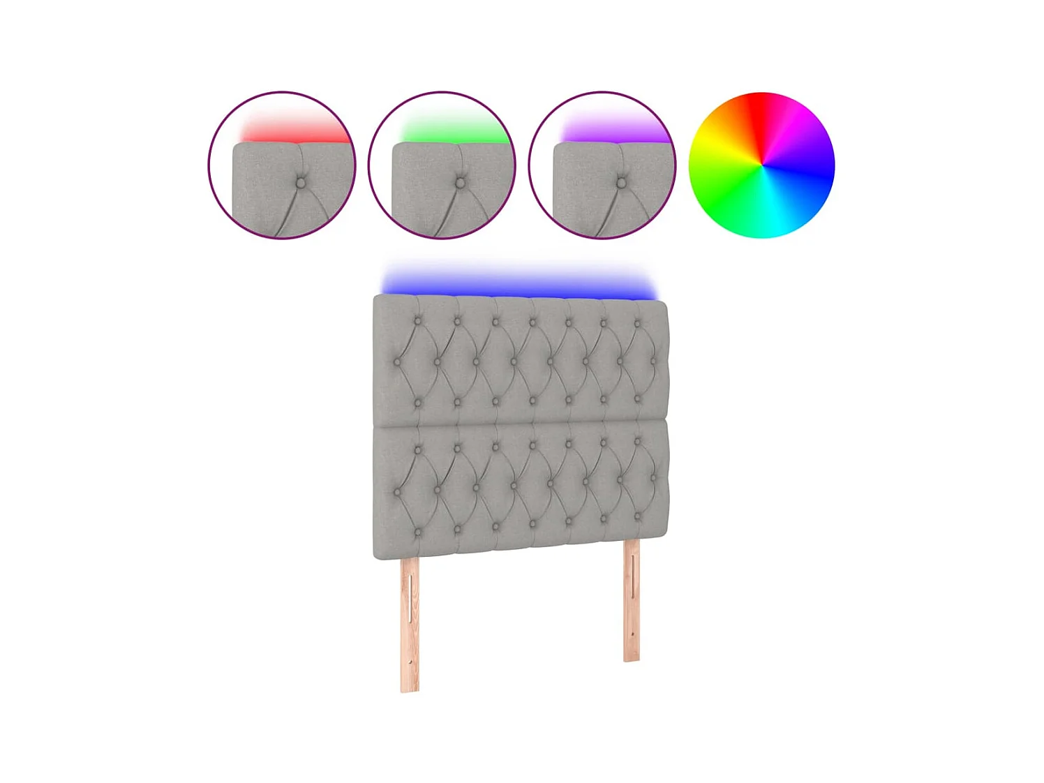 Cabecero LED Gris Claro 100x7x118/128 cm Tela