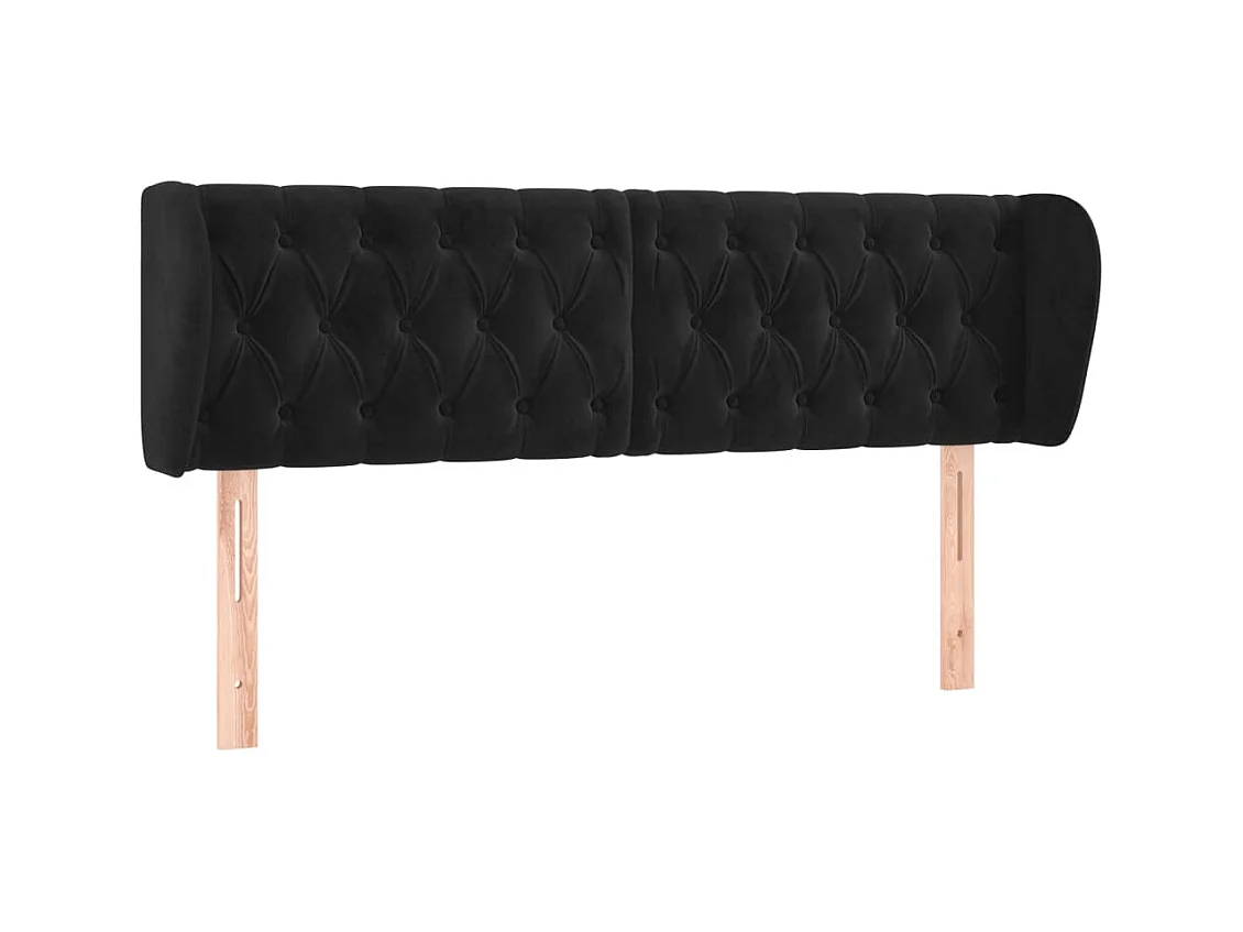 Tête de lit avec oreilles Noir 147x23x78/88 cm Velours