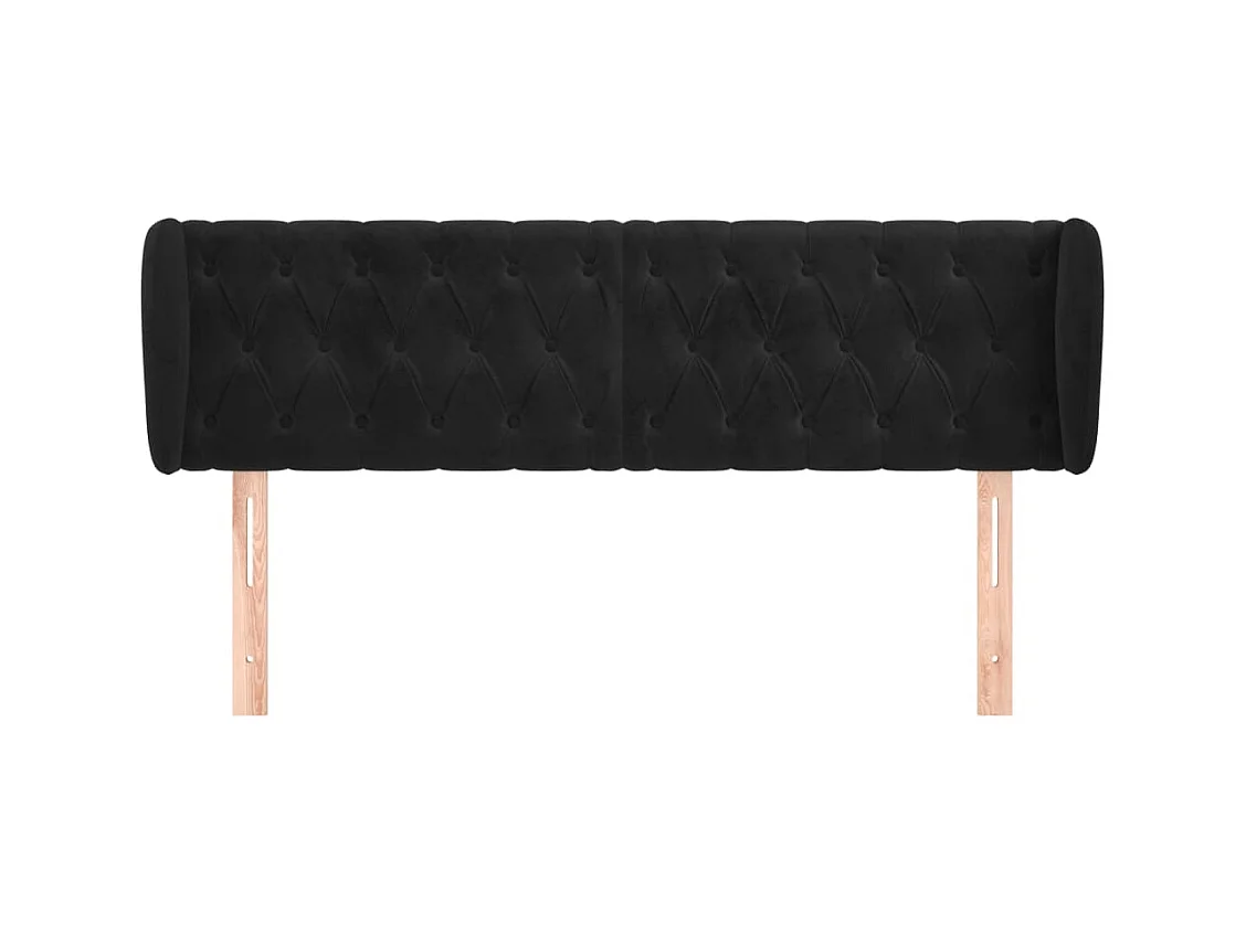 Tête de lit avec oreilles Noir 147x23x78/88 cm Velours