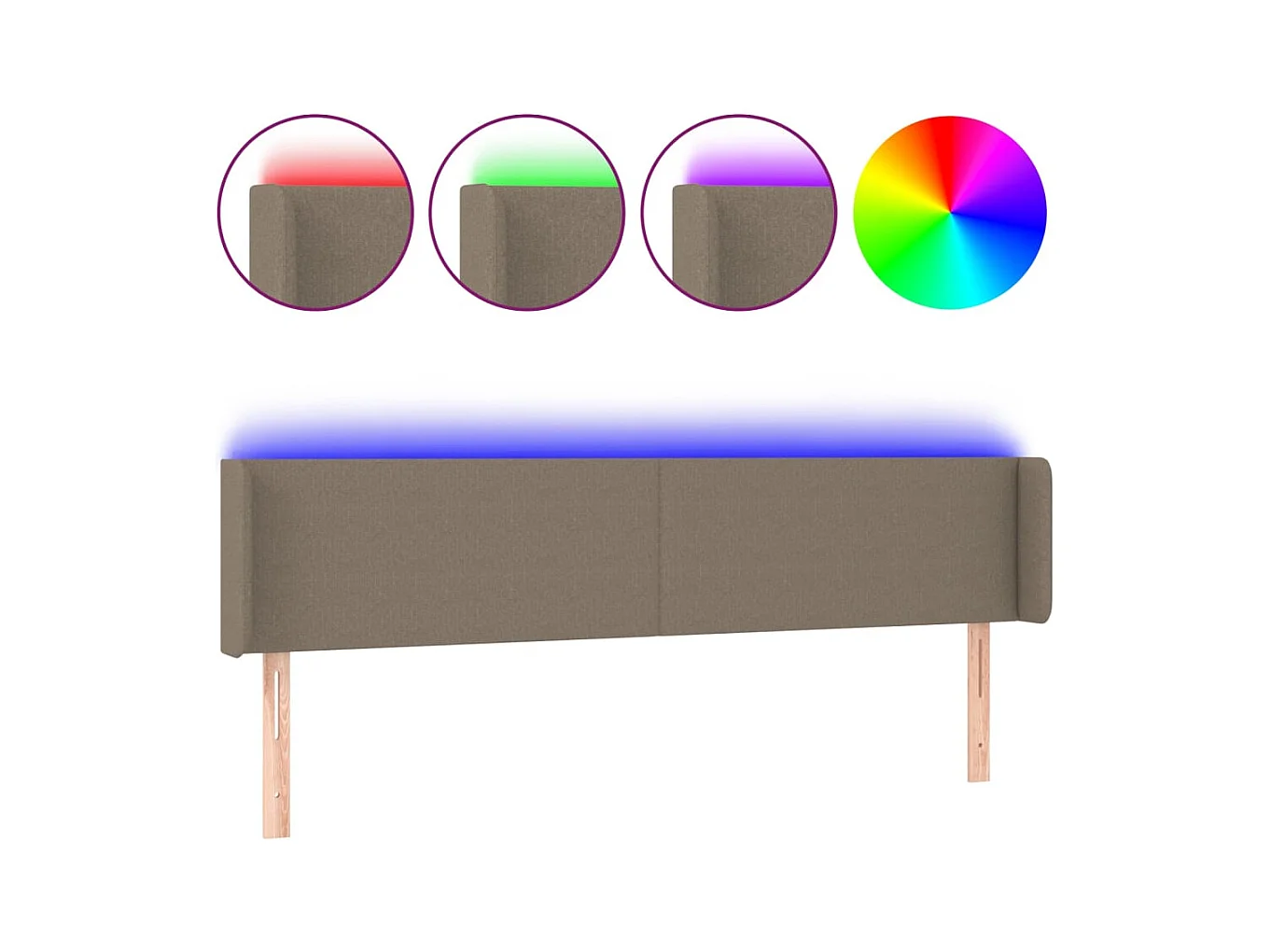 Taupe LED Hoofdbord 163x16x78/88 cm Stof