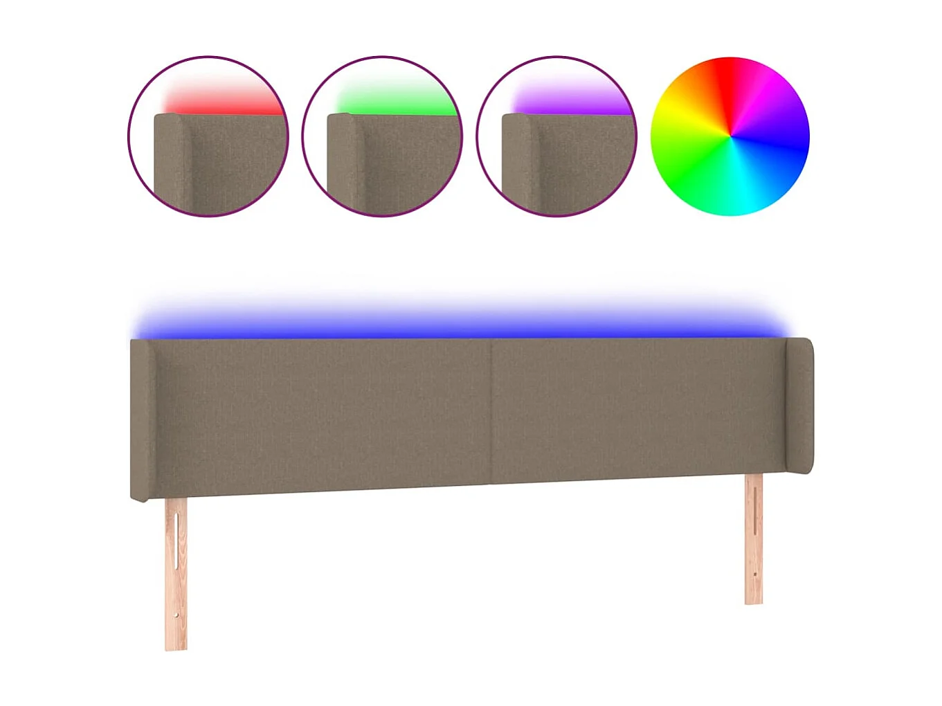 Cabecero LED color topo 183x16x78/88 cm Tela