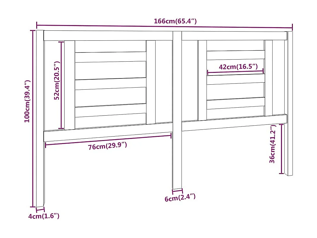 Tête de lit Blanc 166x4x100 cm Bois de pin massif