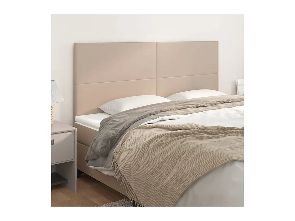 Hoofdborden 4 stuks Cappuccino 100x5x78/88 cm Kunstleer