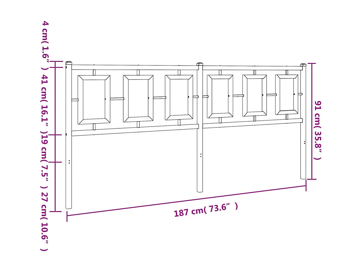Cabecero de metal blanco 180 cm