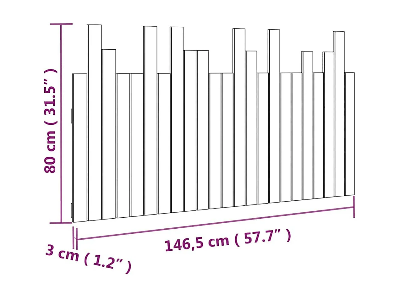 Wandhoofdbord Wit 146,5x3x80 cm Massief grenenhout