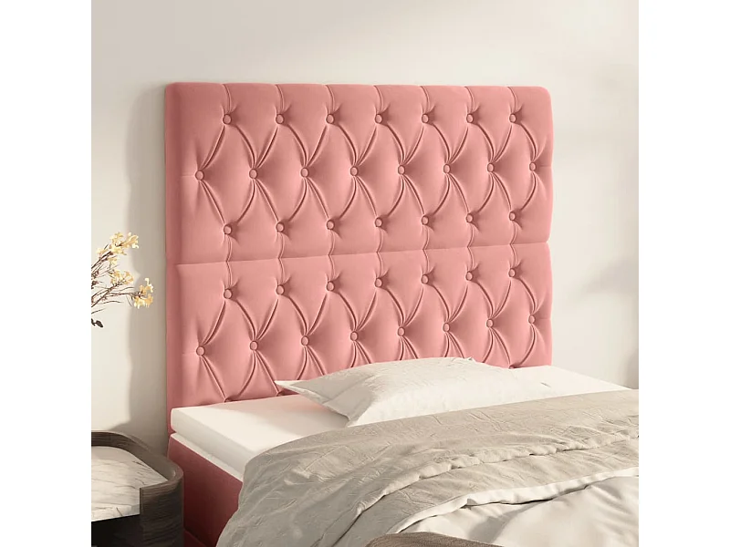Kopfteile 2 Stk. Rosa 100x7x78/88 cm Samt