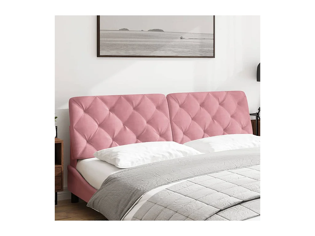 Roze hoofdbordkussen 180 cm fluweel