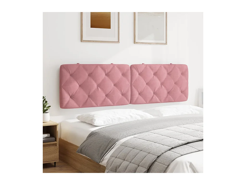 Roze hoofdbordkussen 180 cm fluweel