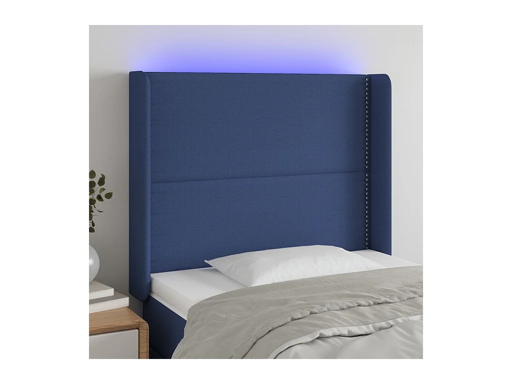 Blauw LED hoofdbord 93x16x118/128 cm Stof