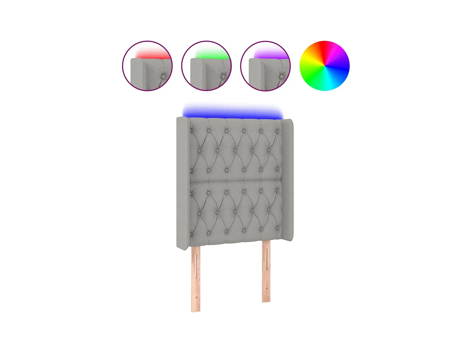 LED-Kopfteil Hellgrau 83x16x118/128 cm Stoff