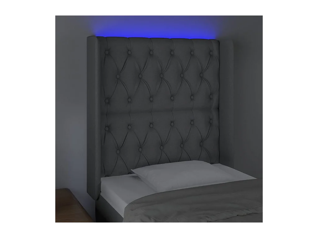 LED-Kopfteil Hellgrau 83x16x118/128 cm Stoff