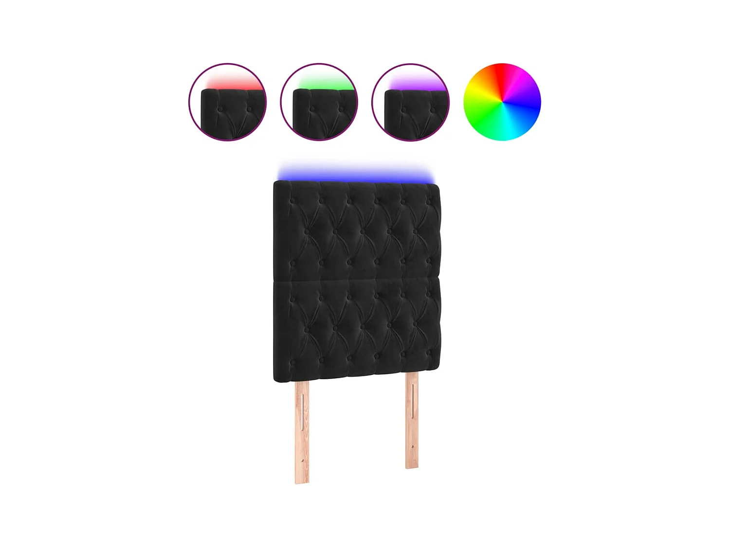 Zwart LED hoofdbord 80x7x118/128 cm Fluweel