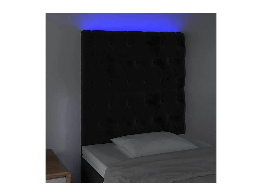 Zwart LED hoofdbord 80x7x118/128 cm Fluweel