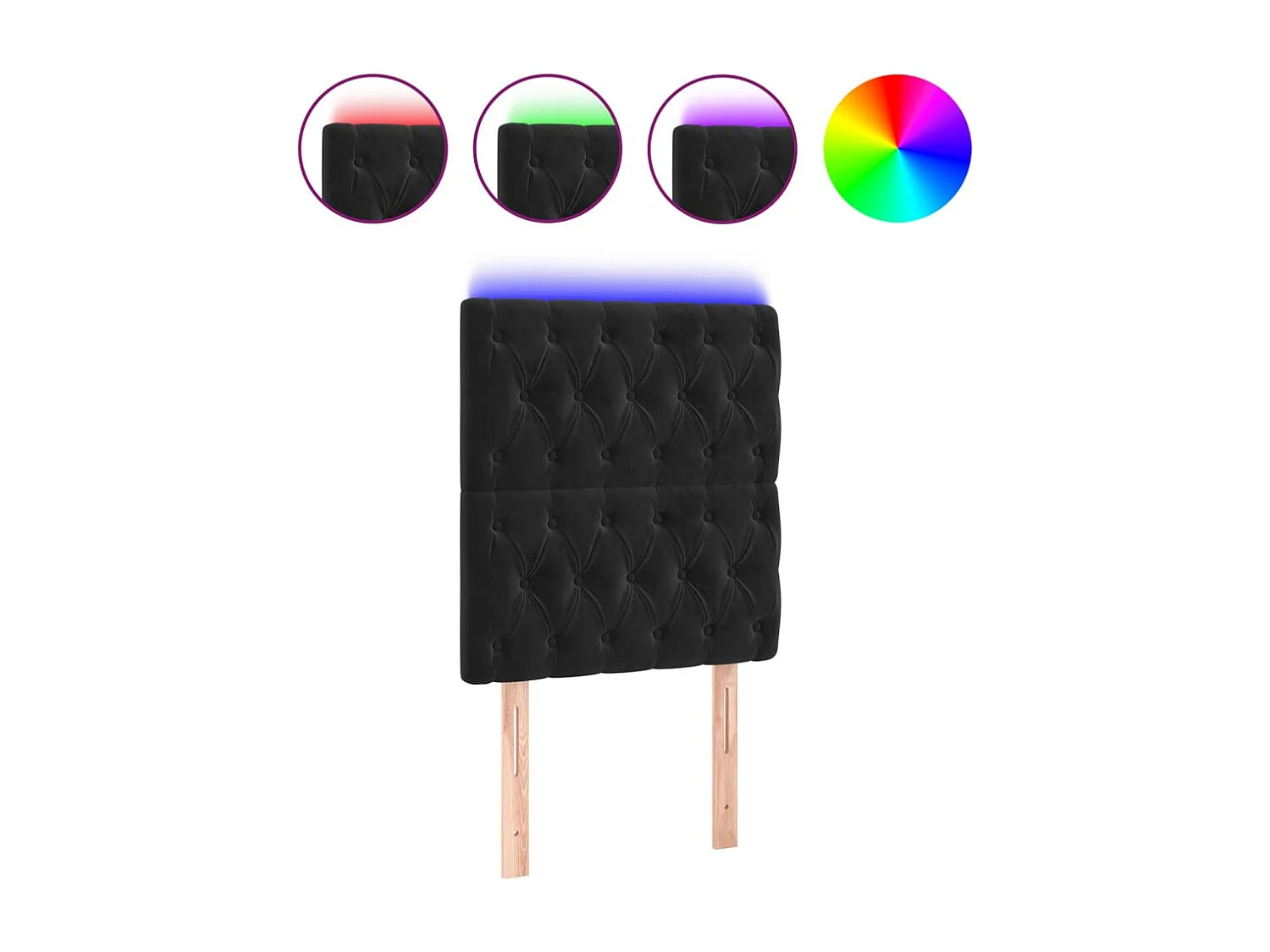 Cabecero LED negro 80x7x118/128 cm Terciopelo