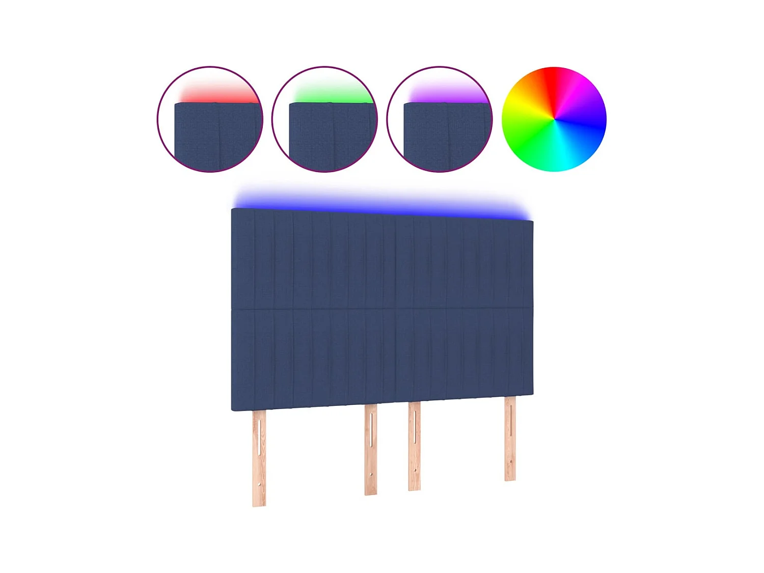 Blauw LED hoofdbord 144x5x118/128 cm Stof