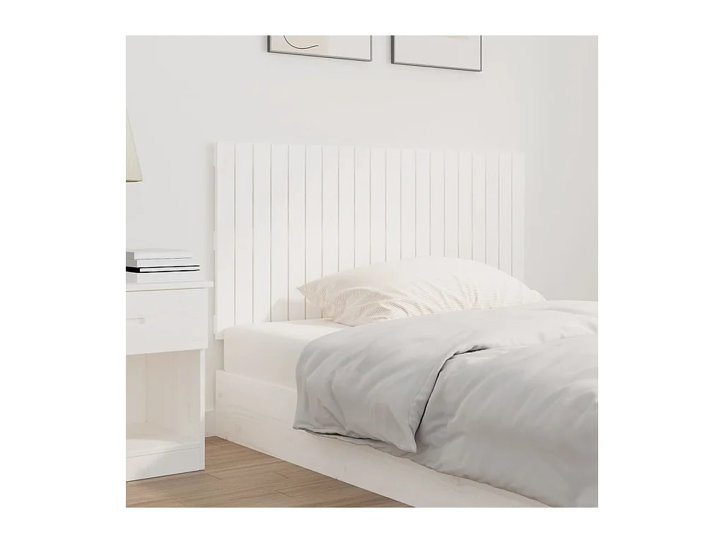 Wandhoofdbord Wit 127,5x3x60 cm Massief grenenhout