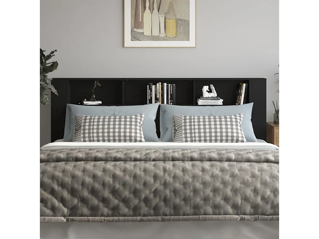 Mobile testiera nero 220x18,5x104,5 cm