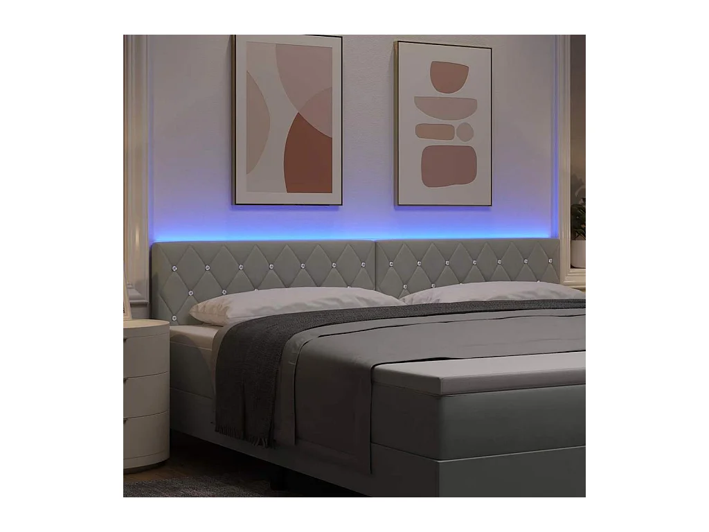 Tête de Lit LED Argyle Gris clair 100 cm Velours