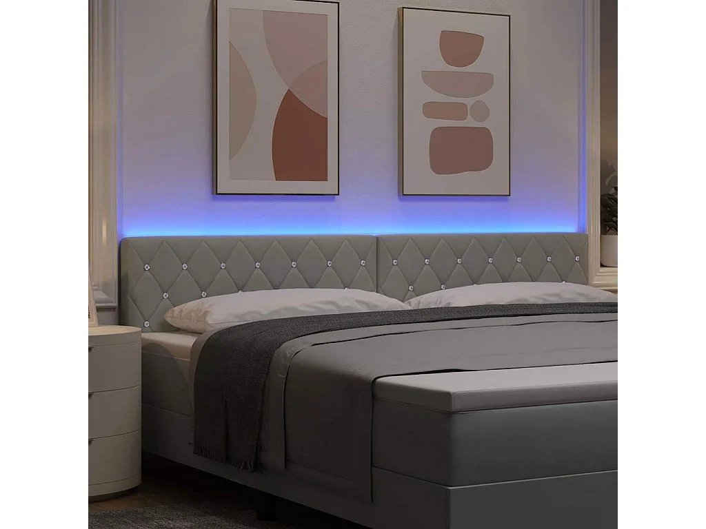 Argyle LED Hoofdbord Lichtgrijs 100 cm Fluweel