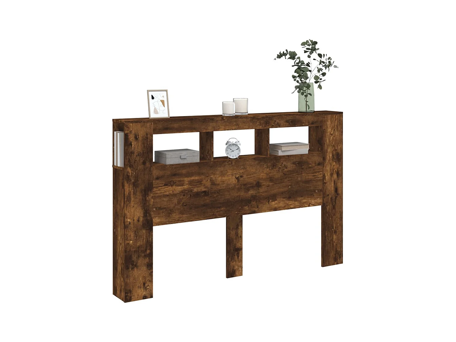 Tête de lit à LED chêne fumé 160x18,5x103,5cm bois d'ingénierie