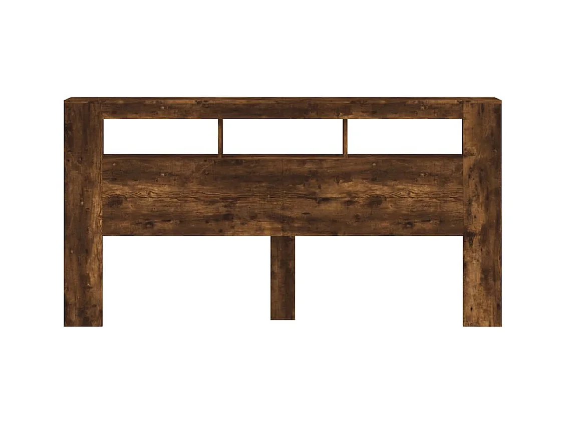 Gerookt eiken LED hoofdbord 200x18,5x103,5cm bewerkt hout