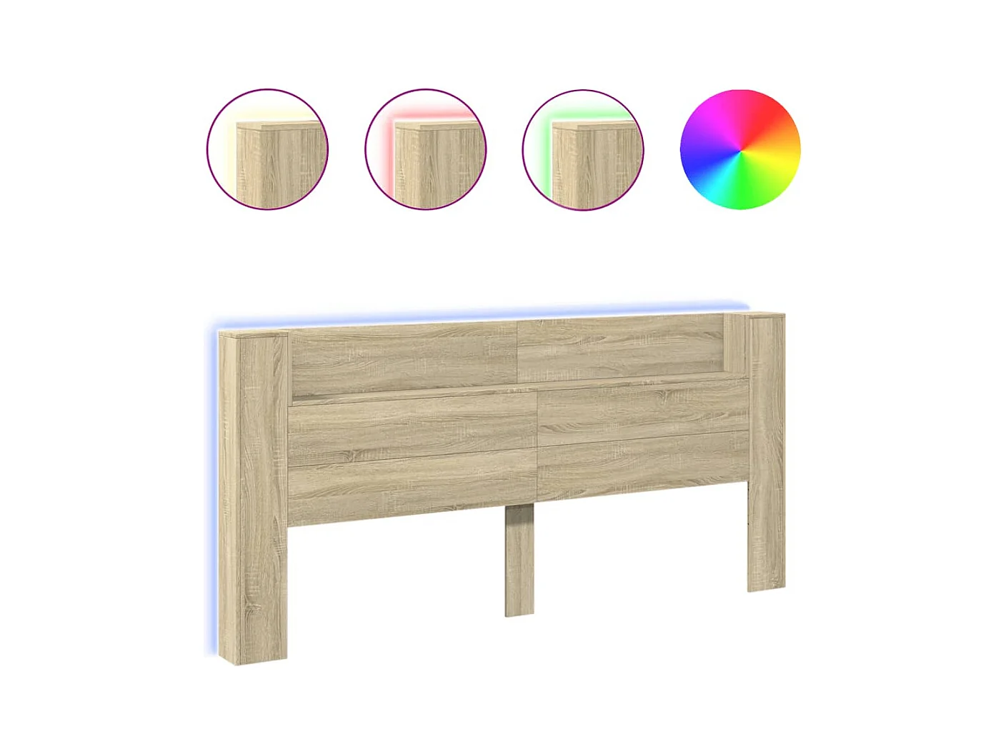 Hoofdbordkast met LED Sonoma eiken 220x16,5x103,5 cm
