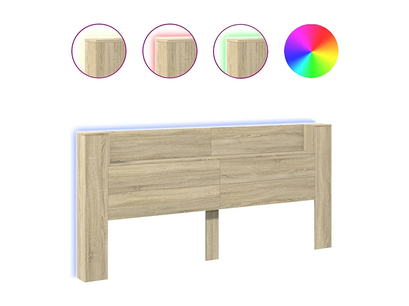 Cabecero de armario con LED roble Sonoma 220x16,5x103,5 cm