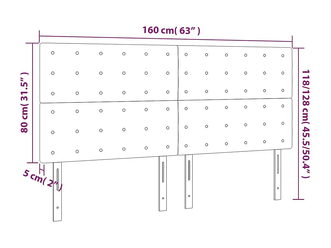 Cabecero LED negro 160x5x118/128 cm Terciopelo
