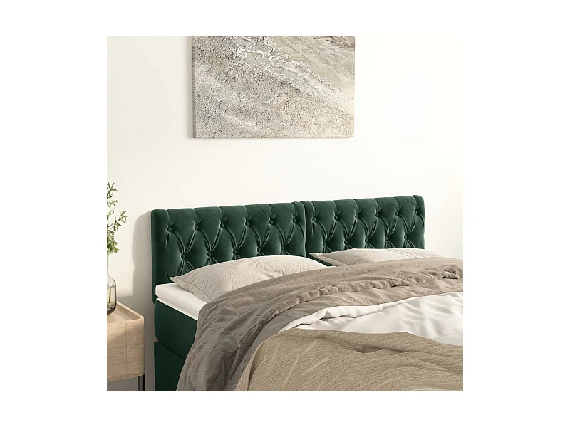 Hoofdborden 2 stuks Donkergroen 80x7x78/88 cm Fluweel