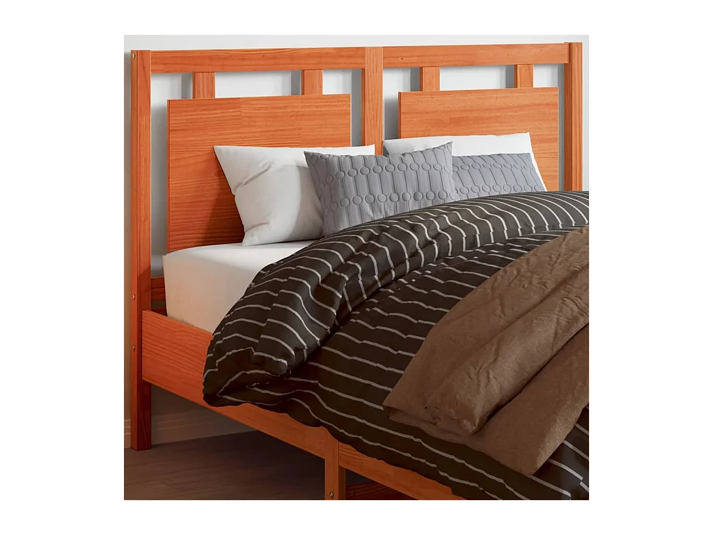 Cabecero encerado marrón 135 cm madera maciza de pino