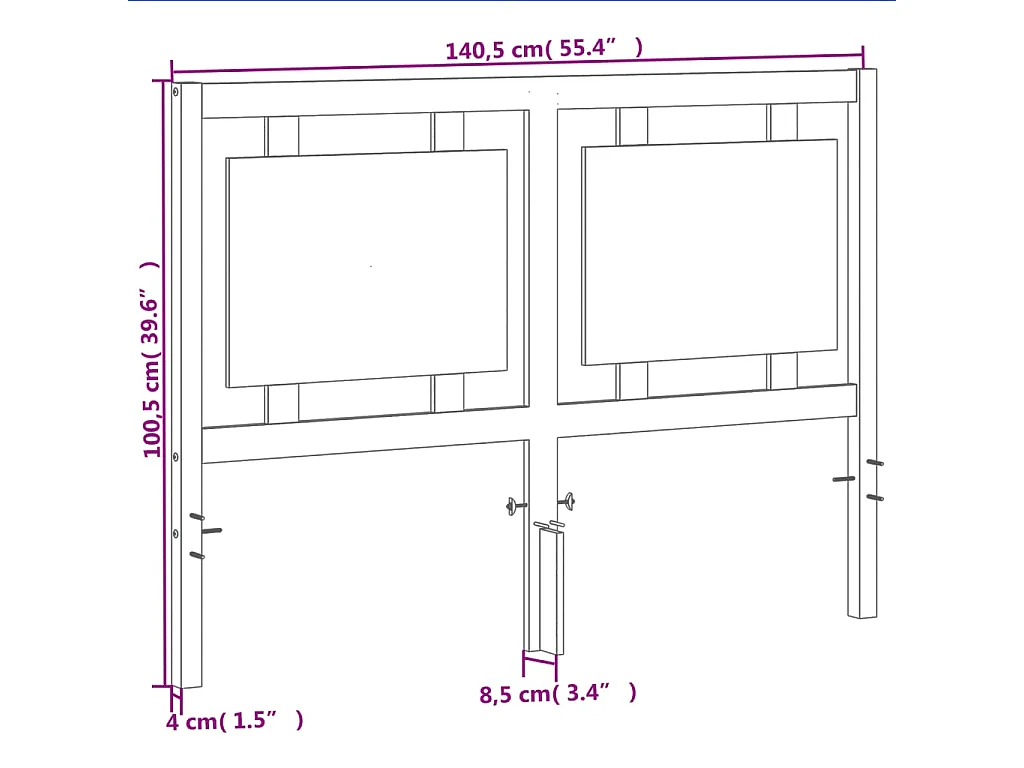 Cabecero encerado marrón 135 cm madera maciza de pino