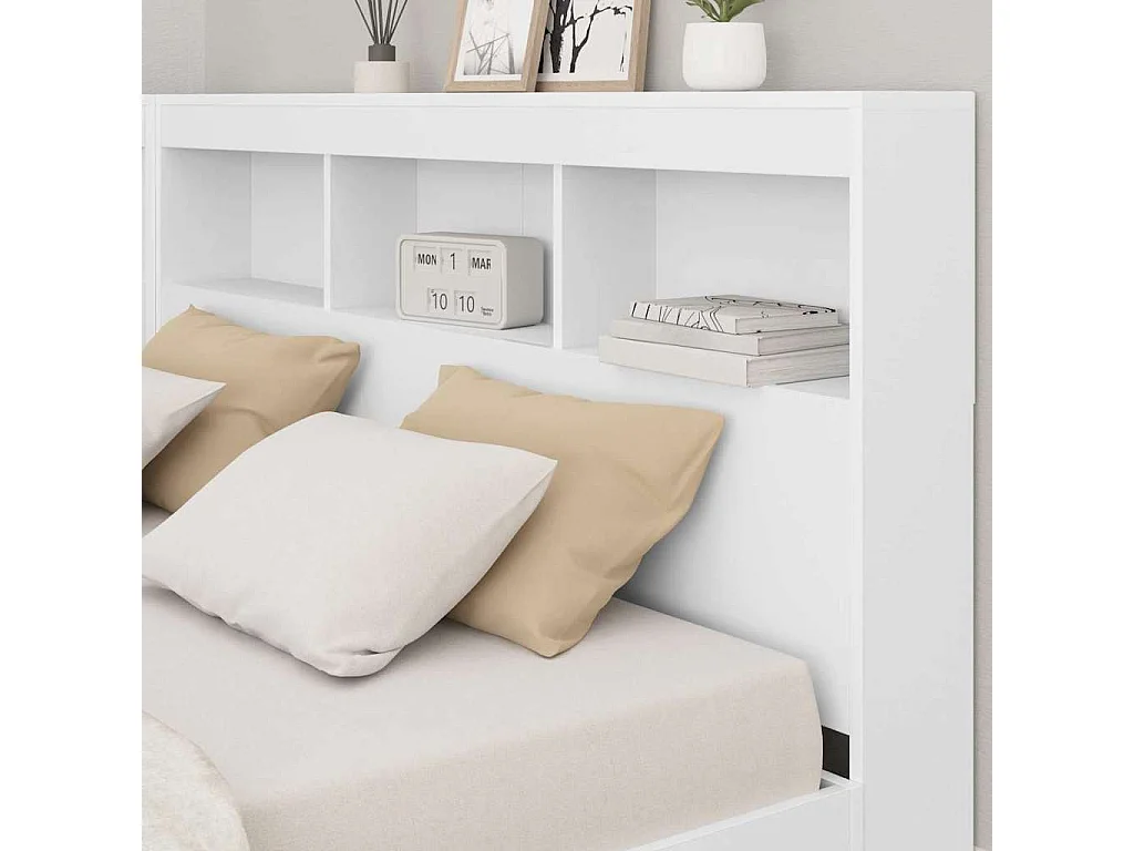 Tête de lit de rangement Blanc 140 cm Bois d'ingénierie