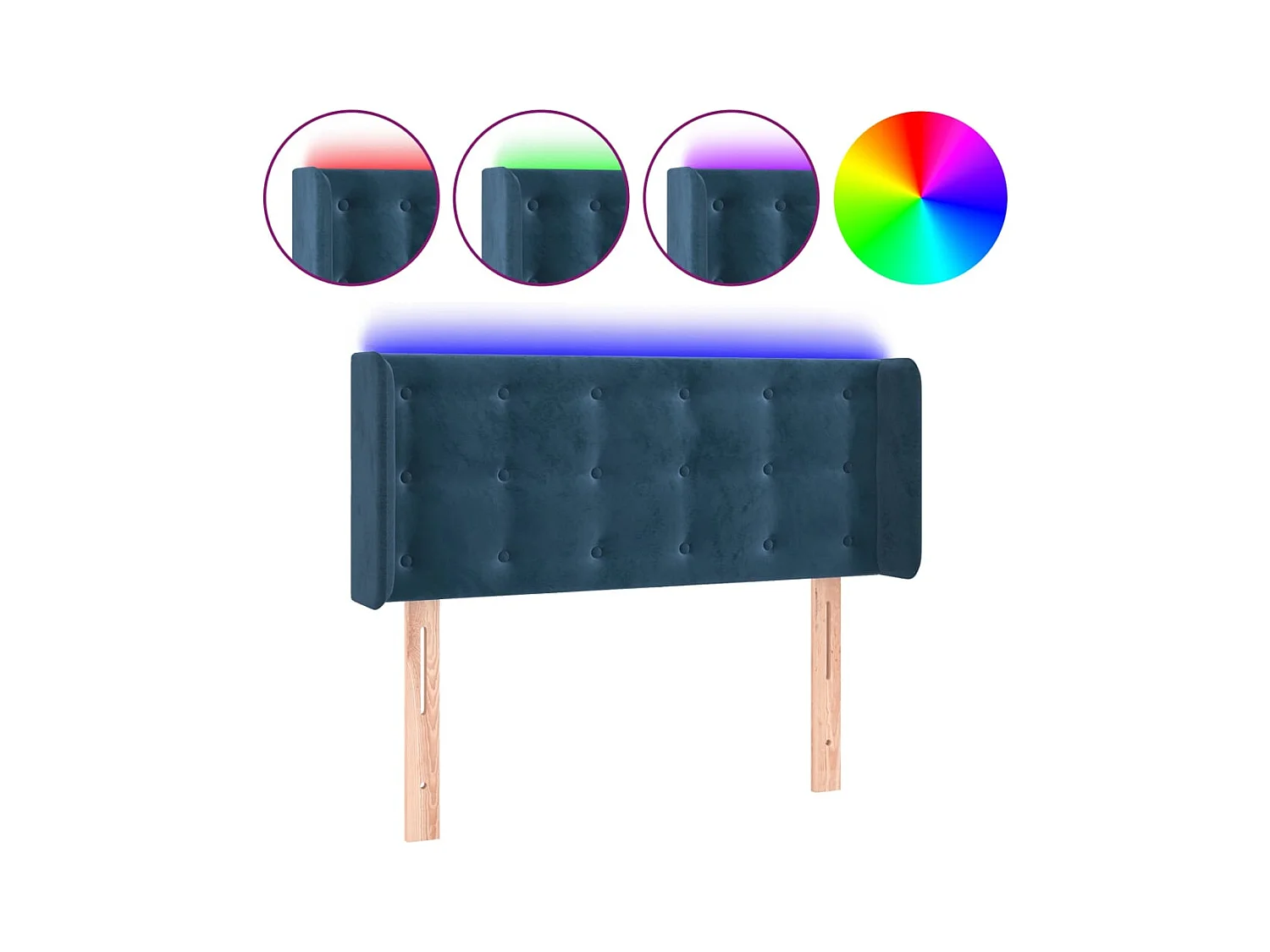 LED Hoofdbord Donkerblauw 103x16x78/88 cm Fluweel