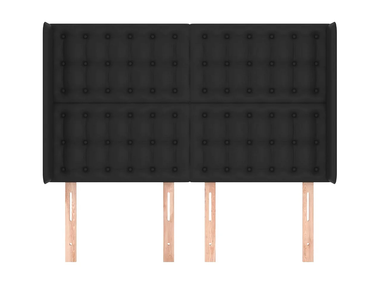 Kopfteil mit Flügeln Schwarz 147x16x118/128 cm Kunstleder