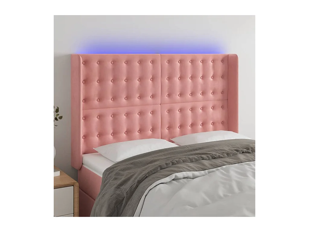 Tête de lit à LED Rose 147x16x118/128 cm Velours