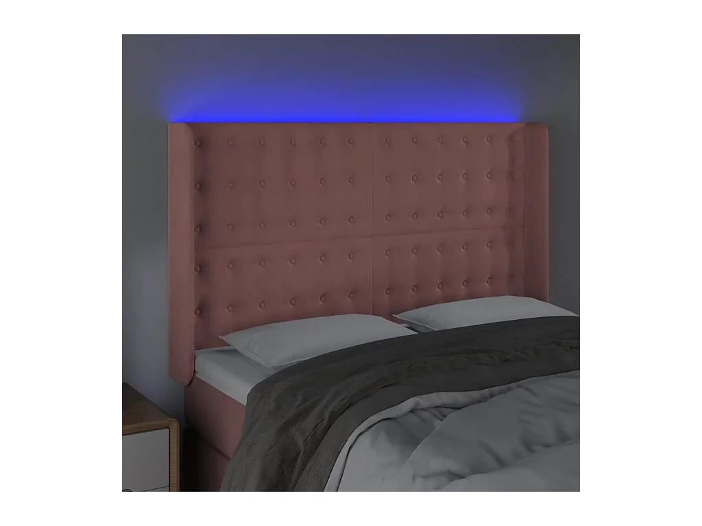 Tête de lit à LED Rose 147x16x118/128 cm Velours