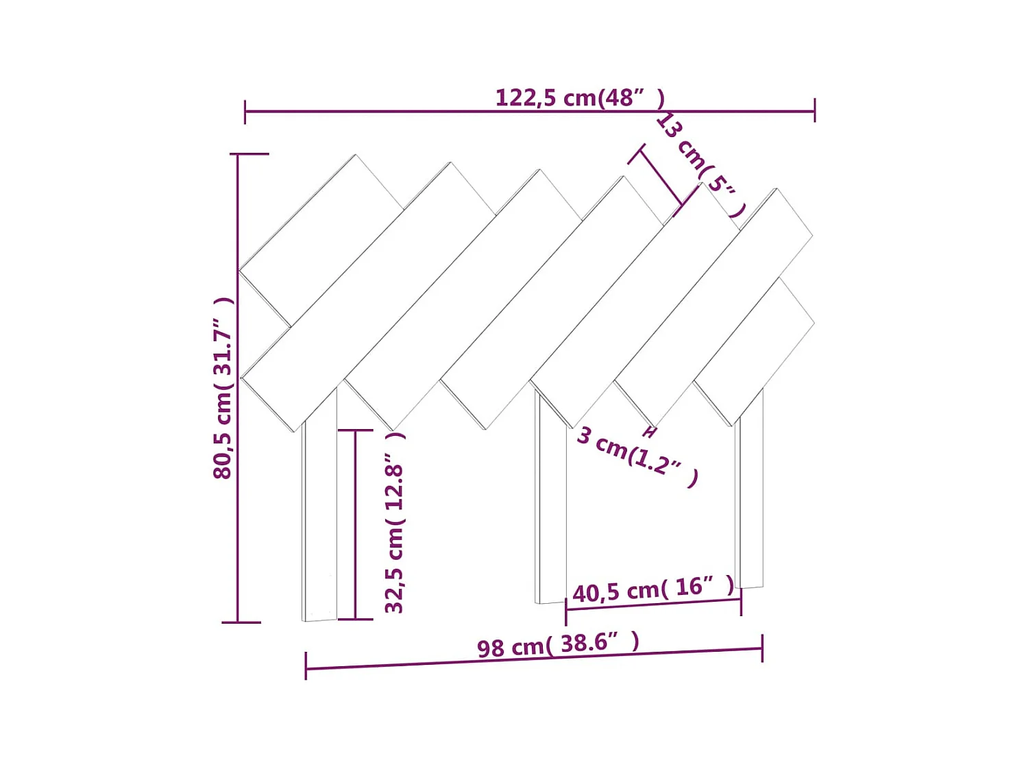 Honigbraunes Kopfteil 122,5 x 3 x 80,5 cm, massives Kiefernholz