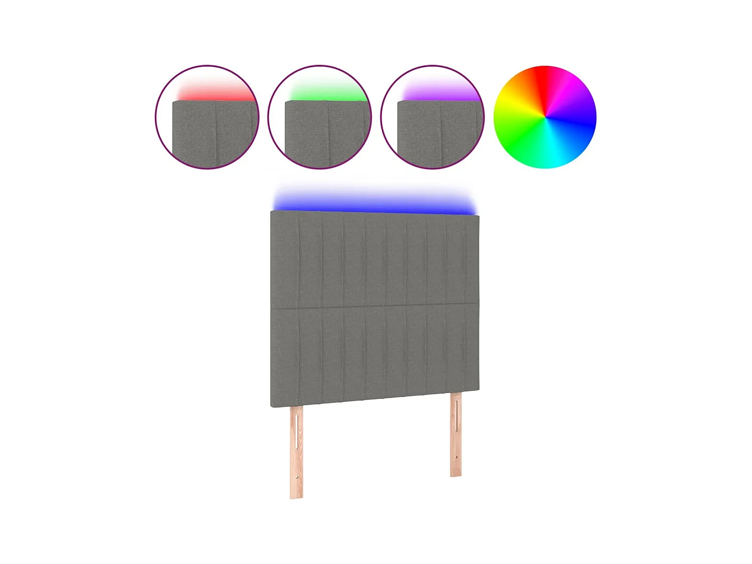 LED hoofdbord Donkergrijs 100x5x118/128 cm Stof
