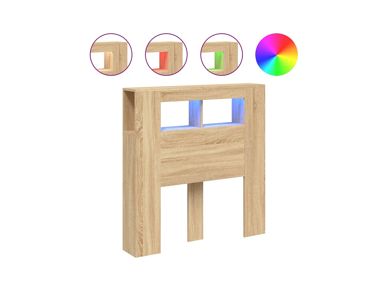 Tête de lit à LED chêne sonoma 100x18,5x103,5cm bois ingénierie